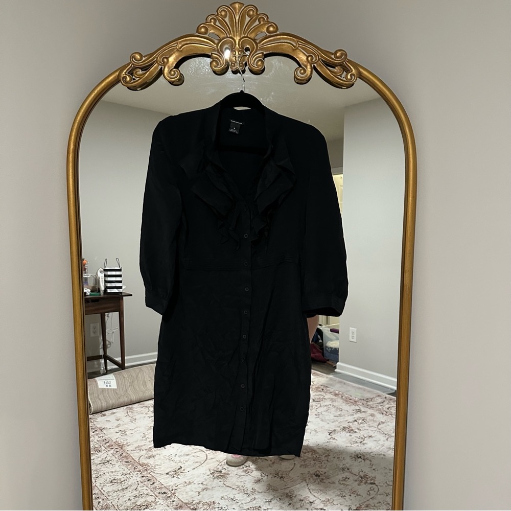 Club Monaco Black Ruffle-Front Dress